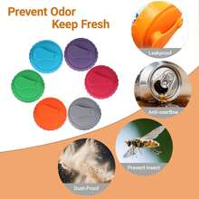 6 tapas reutilizables de silicona para latas de refresco, se ajustan a latas estándar con lengüeta de 2,1 pulgadas (refrescos, cervezas, jugos), 6 colores - Multicolor - Ver 4
