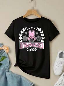 Women's Cute Dwaekki Gym Fitness T-Shirt SKZ Changbin Merchandise For Ladies' Workout Apparel - màu đen - Xem 3
