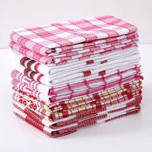 10 Pack 100% Cotton Kitchen Towels - Flat Weave, Absorbent & Durable Dish Towels For Cooking, Cleaning & Drying - Perfect For Christmas & Holiday Kitchens - 紅色的 - 查看 4