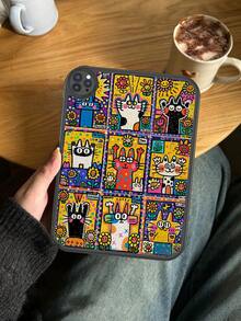 1pc Cute Cat Element Stylish Anti-Drop Tablet Case, Built-In 360 Degree Thick Shock-Proof Protective Cover Compatible With Ipad 10th Gen 10.9 Inch, Portable Leather 10.2 Inch Tablet Protective Shell - Multicolor - View 5