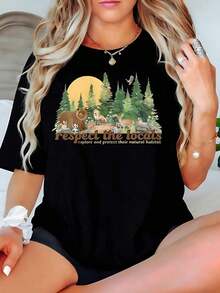 Nuevas  de moda: Camiseta del Parque Nacional Artsadd, Camiseta "Respect The Locals", Camiseta de camping, Regalo para amantes del camping, Camiseta con animales salvajes, Camiseta de naturaleza para mujer, Camiseta de algodón de cuello redondo casual para primavera y verano, Súper suave, Camiseta transpirable de verano - Regalo perfecto para Pascua, Día de San Patricio, Día de San Valentín, Día de la Madre para mamá, pareja, familia y amigos. - 1-blanco - Ver 20