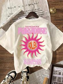 Áo thun nữ tay ngắn cổ tròn in hình "SUN Pardise Soleil" (Mặt Trời), trang phục đi biển mùa hè. - mai nhẹ - Xem 2