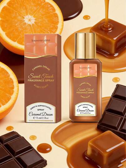 75毫升巧克力奶油松饼香氛精油，无需加热，持久留香，清新自然，便携式空气清新剂，适用于室内外除臭和增添香气，适合日常使用，例如去除织物、衣物、裤子、裙子上的异味。便携式空气清新剂，也可用于家居装饰、枕头、衣柜、包包、手提包等，增添香气。