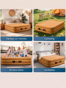 Shendy Vendy Inflatable Mattress, Portable Queen Size Inflatable Bed, Padded Design, Easy To Carry, Includes Automatic Air Pump - Camel - View 2