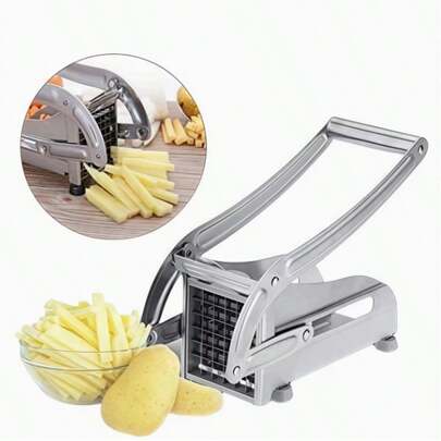 Stainless Steel Manual Vegetable Slicer - 430 Grade Square Blade Potato Cucumber Cutter, Multi-Functional Kitchen Tool For Making Fries And Salads, Suitable For Home And Restaurant Use, Durable And Compact Design