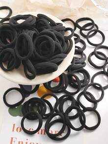 [100/50/10pcs] Large Black Hair Ties, Seamless Elastic Hair Bands For Women And Men, Non-Damaging Ponytail Rubber Bands, Suitable For Thick, Heavy, Curly Hair - Multicolor - View 2