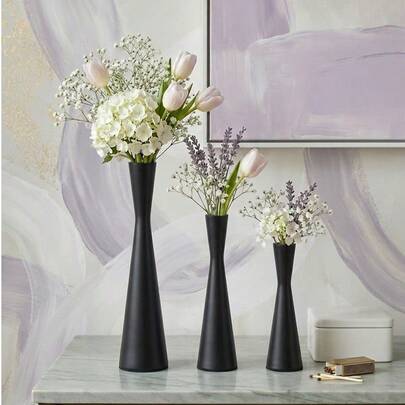 Bình hoa kim loại trang nhã, bình hoa nhỏ, bình màu vàng/bạc/đen, chất liệu kim loại - không còn lo rơi vỡ, bình hình nón dùng để trang trí bàn tiệc cưới, trang trí bàn ăn tối dưới ánh nến, trang trí nhà cửa, trang trí phòng, quà tặng bạn thân, quà tặng nữ, quà tặng mùa đông.