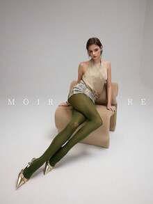 MOIRÉALLURE 1雙女款純色時尚緊身褲，適合日常搭配與夜店風格 - 軍綠色 - 查看 8