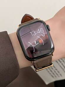 1条时尚优雅仿皮环形表带，兼容表带46mm 38mm 40mm 41mm 42mm 44mm 45mm 49mm，女士运动柔软表带，兼容 Series 11 10 9 8 7 6 5 4 3 2 1 SE Ultra 2智能手表配件 - 咖啡棕 - 查看 2
