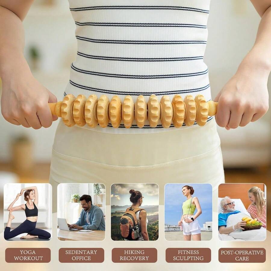 Dụng cụ massage bằng gỗ SilvaLex, máy massage toàn thân, massage tay, massage chân, massage vai, massage cổ, massage mặt, massage lưng, massage eo, massage cơ toàn thân, máy massage đa chức năng cho nhiều bộ phận cơ thể. - Màu be - Xem 1