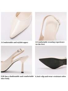 Women's Pointed Toe Kitten Heel Slip-On Sandals - Apricot - View 9