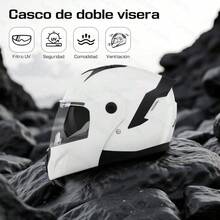 Casco De Motocicleta Con Visera Abatible Sport Dot - Blanco - Ver 2