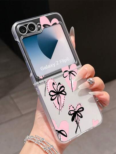 1 pieza Funda plegable para teléfono de material PC mate simple y bonito con elemento de lazo teñido, puede proteger y evitar caídas para: Samsung Galaxy Z Flip 3/Z Flip 4/Z Flip 5/Z Flip 6/Z / Find N3 Flip/ Razr 50 Ultra/ Razr 60 Ultra/ 60/ Lola Razr 50/ MIX Flip/Galaxy Z Flip7 FE