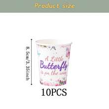 Butterfly Pattern Disposable Tableware Set, 7/9 Inch Party Plates, Disposable Paper Plates, Cups, Napkins, Suitable For Holidays, Weddings, Engagements, Birthdays, Parties, Celebrations - Multicolor - View 9