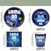 Game Controller Disposable Tableware Set, 7/9 Inch Party Plates, Disposable Paper Plates, Cups, Napkins, Suitable For Festivals, Weddings, Engagements, Birthdays, Parties, Celebrations - Multicolor - View 7