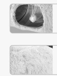 Túnel de cama de peluche para gatos con cojín, túnel de juego para mascotas de peluche suave y multifuncional, desmontable y lavable, ayuda a promover un sueño profundo - Multicolor - Ver 5