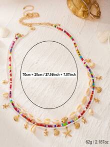 Dây chuyền eo nhiều lớp phong cách Bohemian dành cho nữ, họa tiết vỏ sò, sao biển, ngọc trai, bộ dây chuyền cơ thể gợi cảm mùa hè đi biển. - Nhiều màu - Xem 11