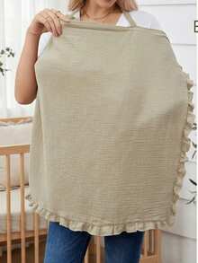 1pc Muslin Nursing Cover For Breastfeeding, 100% Cotton Breathable Breastfeeding Cover Up With Ruffle, Multi-Use Privacy Shawl For Mom - Multicolor - View 6
