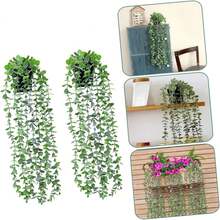 1/2/3pcs Artificial Hanging Plants, Faux Potted Eucalyptus Artificial Hanging Plants Suitable For Wall, Room, Home, Indoor, Outdoor, Shelf Decoration - Green - View 7