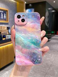 1 pieza Funda de teléfono a prueba de golpes con patrón de ola de agua compatible con Apple/Galaxy - Rosa - Ver 9