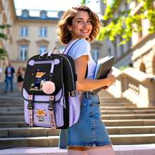 Zootopia Women's Backpack - Student Version - Korean Style - Large Capacity - Suitable For All Ages - Elegant And Lightweight - Travel Backpack - Commuting Fashionable Backpack - Cute Double-Shoulder Backpack - 17 Inches - Purple - View 6