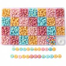 Khoảng 1000 hạt/hộp, 16 ngăn, hạt chữ cái tiếng Anh nhiều màu sắc, thích hợp cho người mới bắt đầu làm trang sức, tự làm vòng tay và vòng cổ. - Nhiều màu - Xem 11