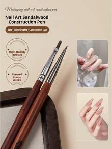 BAOSHIMAN Bộ cọ làm móng cán gỗ đàn hương | Cọ đầu phẳng chuyên dụng cho sơn gel và vẽ chi tiết, dùng để nối móng và sơn móng. - Nhiều màu - Xem 3