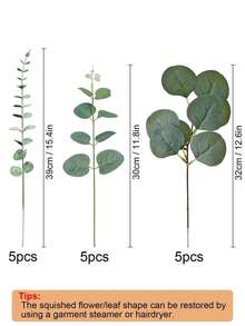 15/30pcs Mixed Artificial Eucalyptus Leaves & Branches, Bulk Silver Dollar Eucalyptus Greenery, Artificial Eucalyptus Plant Stems Wedding Centerpieces, Floral Decor, Gifts, Graduation - Green - View 8