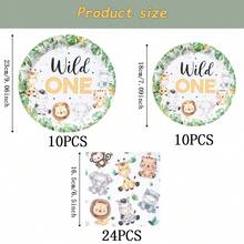 Bộ đồ dùng ăn uống dùng một lần họa tiết động vật cho sinh nhật lần thứ nhất, đĩa tiệc 7/9 inch, đĩa giấy, cốc, khăn ăn dùng một lần, thích hợp cho các dịp lễ, đám cưới, lễ đính hôn, sinh nhật, tiệc tùng, sự kiện kỷ niệm. - Nhiều màu - Xem 9
