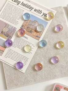 10 Pieces/Set Of Transparent Glitter Semi Circle Push Pins Creative Photo Wall Soft Wood Board Fixed Decorative Big Head Nails Random Color - Transparent Semi-circular Glitter Pins - View 3