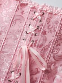 This Cute And Playful Pink Lace-Trimmed Princess-Style Corset From Europe And America Can Be Paired With Various Accessories. The Delicate Ruffles And Lace Detailing, Along With The Fitted Waist And Supportive Bust, Make It Suitable For All Occasions. - Hồng - Xem 5