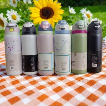 Owal-A 32oz Stainless Steel Insulated Water Bottle - Leak-Proof Sports Water Bottle With Dual-Function Spout Lid, Flip-Up Straw And Wide Mouth, Keeps Drinks Cold For 24 Hours, Suitable For Fitness, Travel And Daily Use
