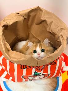 1pc New Creative Puzzle Cute Interesting Durable Scratch-Resistant Crinkle Paper Bag Cat Tunnel Cat Bed Toy, Suitable For Kittens/Small/Medium/Large Cats, Indoor Pet Supplies, Relieve Boredom, Reduce Anxiety, Birthday/Holiday Gift - Multicolor - View 2