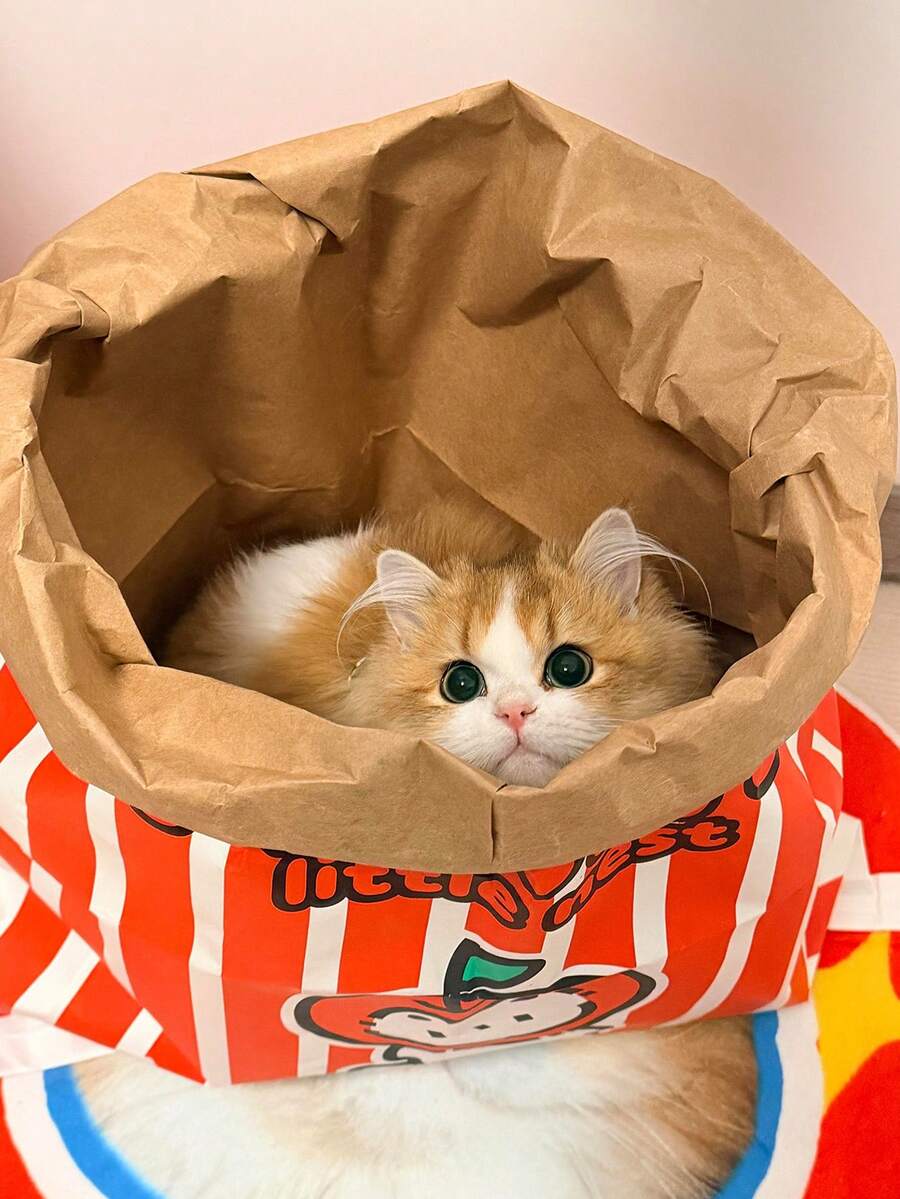1pc New Creative Puzzle Cute Interesting Durable Scratch-Resistant Crinkle Paper Bag Cat Tunnel Cat Bed Toy, Suitable For Kittens/Small/Medium/Large Cats, Indoor Pet Supplies, Relieve Boredom, Reduce Anxiety, Birthday/Holiday Gift