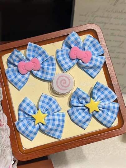 1 chiếc kẹp tóc mái màu xanh pastel dễ thương, kẹp tóc mái trước bên hông kiểu nữ tính có nơ, phụ kiện tóc thanh lịch