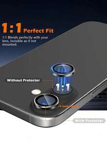 Bộ 3 miếng dán bảo vệ ống kính camera tương thích với iPhone 17/16 PRO MAX/16PRO/16 Plus /15 PRO MAX/15 PRO/14 PRO MAX/14 PRO/13 PRO MAX/13 PRO/12 PRO MAX/12 PRO, kính cường lực AR+AF, lớp phủ kim loại đơn chống trầy xước 9H, trong suốt độ nét cao - Màu đen - màu đen - Xem 5