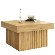 Elegant Wooden Coffee Table With Chipboard Top And MDF Base – Modern, Robust And Versatile Design, Ideal For Living Room, Dining Room And Office – 79x79x46 Cm - Natural Color - View 1
