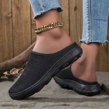 36-47 Black Unisex Slip-On Sandals, Summer Breathable Mesh Slip-On Mules, Comfortable Slip-On Sandals For Elderly, Pregnant Women, Nurses, Casual Wear - Black - View 3