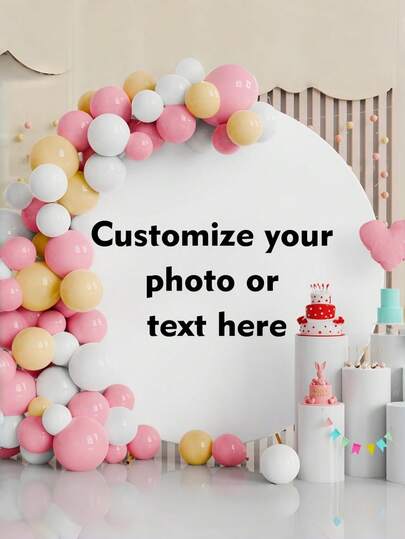 Painel de fundo redondo personalizável, com suporte para fotos, desenhos ou textos personalizados. Ideal para decorar festas de aniversário, feriados, casamentos, aniversários e muito mais. Tripé não incluído.