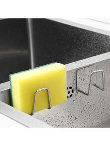 2/4 piezas Soporte de esponja de acero inoxidable - Fácil instalación, adhesivo fuerte y autoadhesivo, adecuado para el escurridor junto al fregadero de la cocina, gancho para esponja, estante de almacenamiento de esponja en la cocina y el baño - Duradero antioxidante, adecuado para decoración navideña, accesorios de cocina, suministros de cocina, almacenamiento de cocina - Multicolor - Ver 4