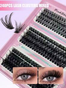 Kit de extensión de pestañas DIY 240 racimos 0.07D-10-16mm40/60/80D Pestañas manga tipo grueso Extensión de pestañas individuales Racimo de pestañas DIY para injerto de pestañas en casa, Racimo de pestañas, Pestañas individuales, Pestañas, Pestañas postizas - D - Ver 5