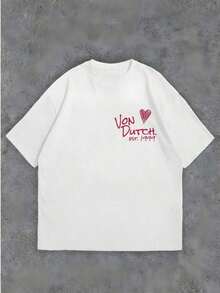 1pcs Women's Double-Sided Printing Von Dutchh Heart Logo With Key And Year 1999 Fabric Soft & Skin-Friendly Unisex Style Gifts For Spring Festival, Valentine's Day, St. Patrick's Day & World Cup-Van Dutch Dragon Print Women T Shirt Classic Americana Style Graphic Tee,Summer Outfits,Vacation Outfits Women,Summer Outfits For Women,Spring Outfits For Women,Summer Tops,St Pattys Day Outfit,Easter Outfit Women - 杏色 - 查看 2