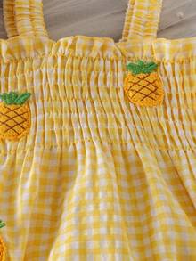 1pc Cute Baby Girl Lightweight Sleeveless Romper, Summer - Yellow - View 5