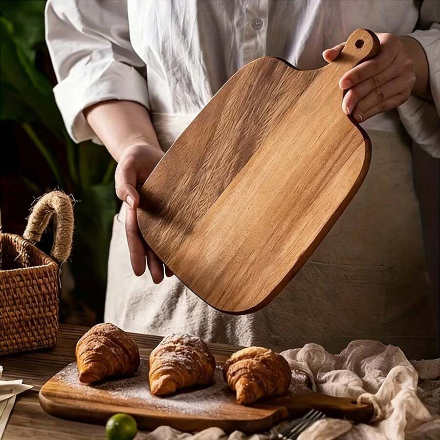 1 chiếc thớt gỗ hồng mộc, khay đựng bít tết, khay đựng phô mai, thớt gỗ nguyên khối, khay phục vụ bằng gỗ, thích hợp để thái rau củ, thịt, dùng trong nhà bếp, nhà hàng, tiệc tùng, ngày lễ. - 1 tấm thớt gỗ keo - Xem 1
