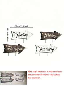 4pcs Wedding Direction Sign Set, With Stands, Wedding Ceremony Directional Signage, Lawn Arrow Signs, Suitable For Wedding Ceremony, Reception Area And Parking Zone - Multicolor - View 8