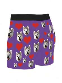Customized Face Corner Underwear With Pictures, Personalized Face Photo Corner Underwear, Fun Underwear With Faces, And Fun Prank Gifts For Fathers/Husbands/Boyfriends - Purple - View 4