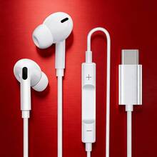 HiFi立体声有线耳机，带麦克风和音量控制，USB-C接口，兼容 15/16 Pro/17 Air/17 Pro AMX、Pro、S25/S24/S23/S22/S21、Pixel 9/8/7/6，符合人体工学的入耳式设计，塑料材质，隔音效果好，按键控制音量。 - 查看 1