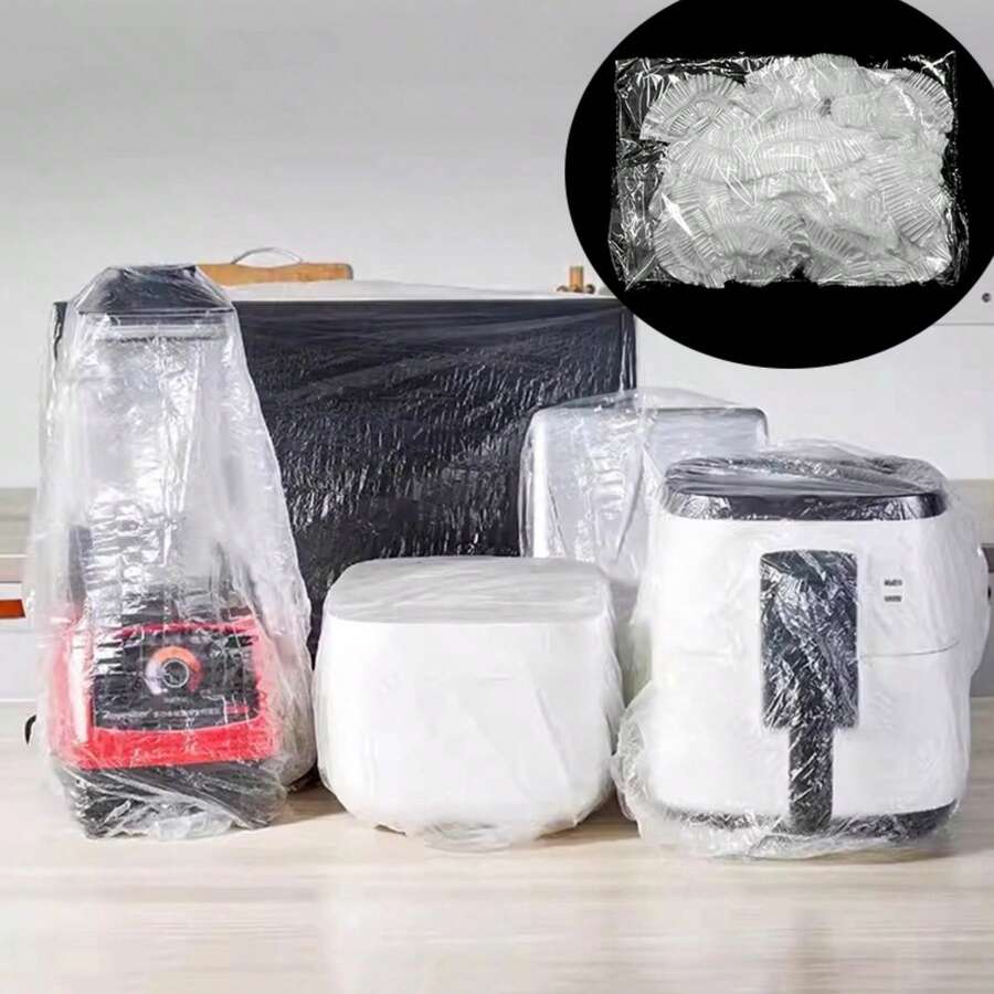 150pcs Disposable Dust Cover, Appliance Dust Cover, Waterproof, One-Time Large Plastic Packaging Dust Cover, Suitable For Microwave Oven Rice Cooker Home Protective Cover, 10/50/100/150pcs - Multicolor - View 1