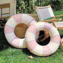 Durable And Thickened - Retro Striped Pool Flotation In Blue And Pink, A Must-Have For Family Pools And Beach Parties, Fun For Adults, Interesting Design, And Comfortable Floating. - Multicolor - View 2