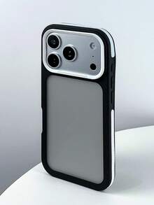 1pc Fluorescent Color Splicing Anti-Fall Matte Transparent Phone Case Suitable For IPhone 17 16 15 14 13 12 11 Pro Max Plus Air, Soft Silicone Back Cover - White - View 3